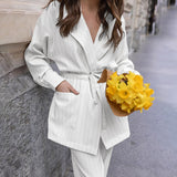 Women Co-Ords Stripes Suit Autumn Leisure