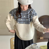 Women Pullover Sweater Vintage Stripe Sweaters