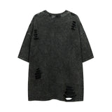 Men T-Shirt Ripped Retro Loose