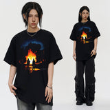 Vintage T-shirts washed and old printed short-sleeved T-shirts pure cotton