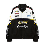 Women Jackets Vintage Heavy Embroidered Racing Suit Jacket