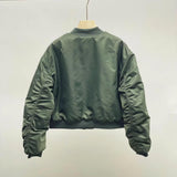 Women Cotton Coat Solid Color Retro Loose Baseball Uniform