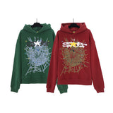 Sp5der Hoodie & Sweatpants 2 Piece Set Spider Web Three-Dimensional Foaming