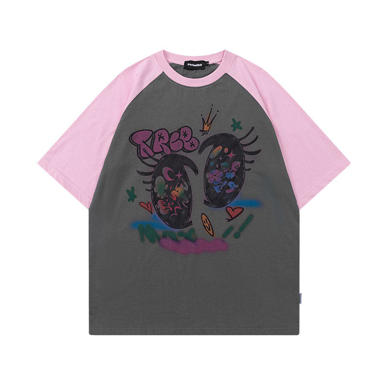 Men T-Shirt Abstract Color Matching Vibe Idle Style