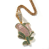 Jewelry Rose Pendant Vintage Hip Hop Copper Microencrusted Zircon Spectrum St. Valentine's