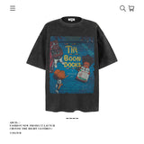 American vintage street T-shirt pure cotton men's and women's summer loose