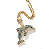 Jewelry Diamond Dolphin Pendant Necklace Copper Zircon Animal Spectrum