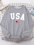 Usa American Flag Patriotic Street Hoody Women simple Oversize
