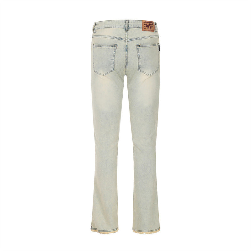 Men Jeans Ripped Burr Loose Zip Leisure