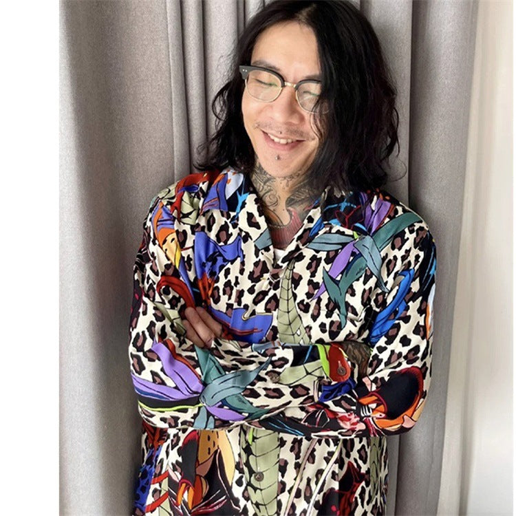 GUILTYPARTIES TIGER Shirts 21AW SKA JACKET Leopard print flower picture long-sleeved shirt