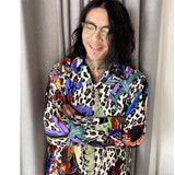 GUILTYPARTIES TIGER Shirts 21AW SKA JACKET Leopard print flower picture long-sleeved shirt