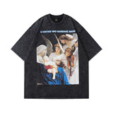 Men T-Shirt Distressed Rock Print Loose