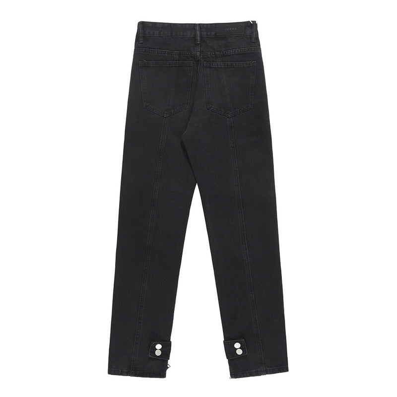 Men Jeans Casual Loose Stitching Zipper Slit