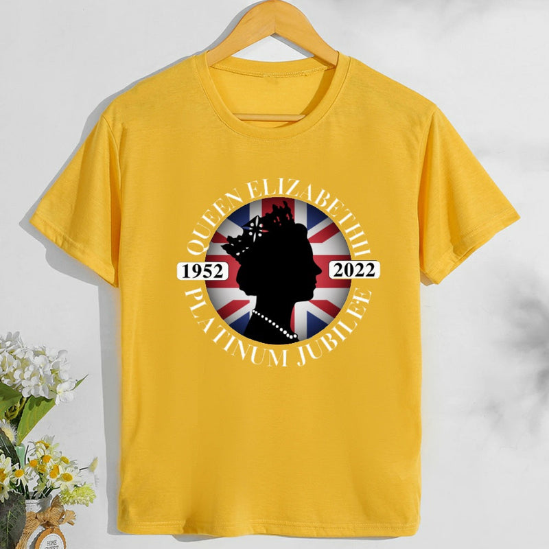 Inspired by Queen's Platinum Jubilee 2022 Elizabeth 70 Years T-shirt Summer Male and Female Large Size