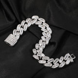 Bracelet 14MMT Square Zircon Hip Hop Cuban Chain Bracelet Spectrum St. Valentine's