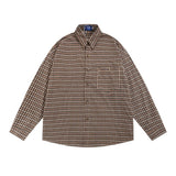 Men Long Sleeved T Shirt Plaid Long Sleeve Shirt Men's Loose Casual Spring and Autumn Lapel Shirt