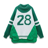 Women Cotton Coat Turtleneck Sweater Loose and Lazy Style Knitwear