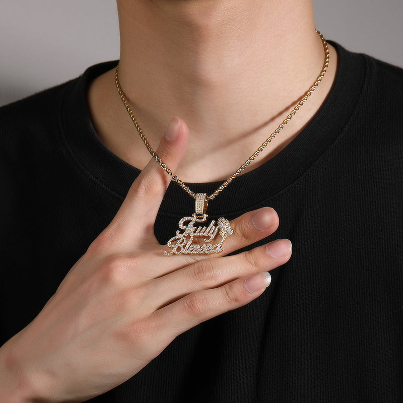 Jewelry Truly Blessed Letter Pendant with Diamonds Alphabet Pieces Spectrum