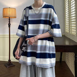 Men T Shirt Vintage Stripe All-Match