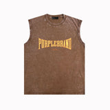 Purple Brand Distressed Tank T Shirts Distressed Sleeveless T-shirt Vest