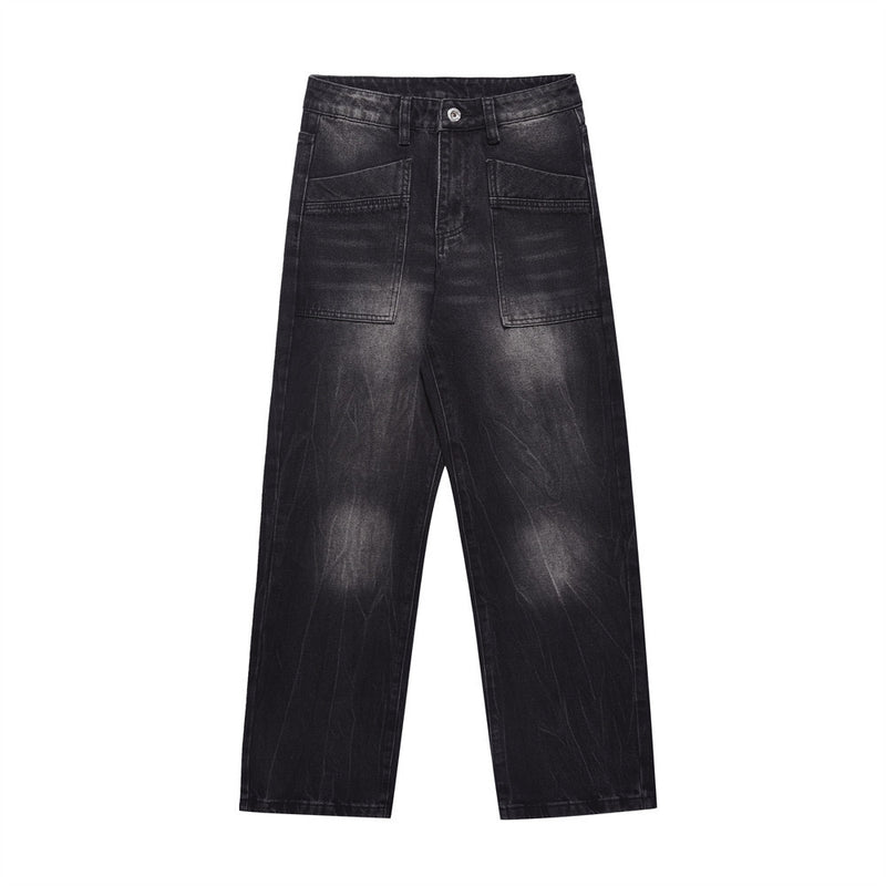 Men Jeans Vintage Distressed Loose Pockets