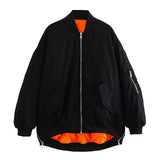 Women Cotton Coat Stand Collar Zipper Jacket Loose