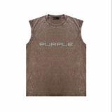 Purple Brand Distressed Tank T Shirts Distressed Sleeveless T-shirt Vest