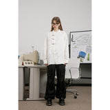 Unisex Shirt Loose Long Sleeve Shirt Chinese Style Coat