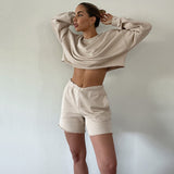 Women Co-Ords Autumn and Winter Women's Leisure Sports Long Sleeve Shorts