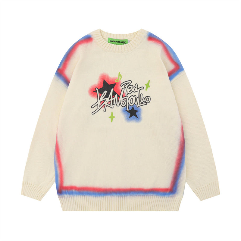 Men Sweater XINGX Graffiti round Neck Wool Casual Niche