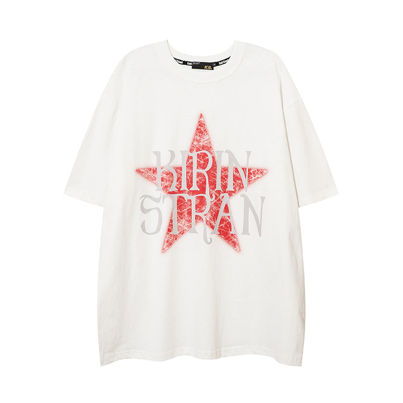 Men T-Shirt Retro Star Printing Summer