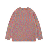 Women Sweater Retro College Style Contrast Color Jacquard Knitted Top Versatile