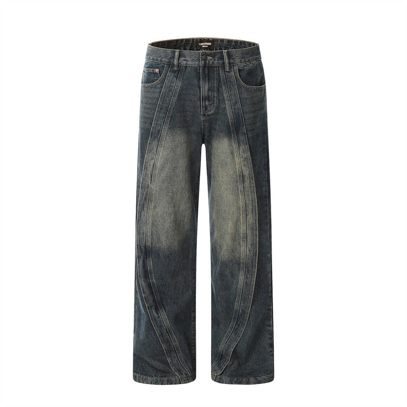 Men Jeans Personality Stitching Trousers