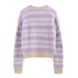 Women Sweater Gradient Color Striped Knitted All-Matching Casual Sweater