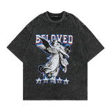 Men T-Shirt Retro Distressed Heavy Metal Angel Print