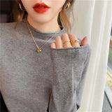 Women Pullover Sweater Loose Solid Color Sweater