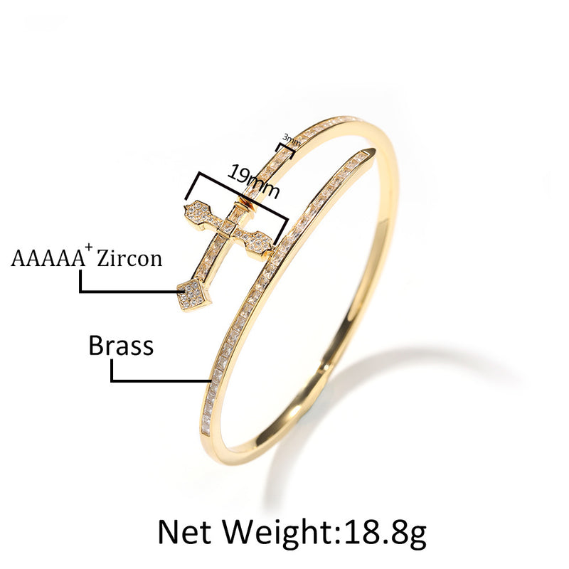 Bracelet Hip Hop Sword of Justice Bracelet Copper Zircon Full Diamond hiphop Armament Royalty