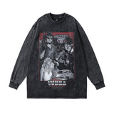 Mens Vintage Long Sleeve Shirt Men's Crew Neck Pullover T-Shirt