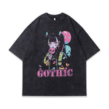 Men T-Shirt Cartoon Print Distressed