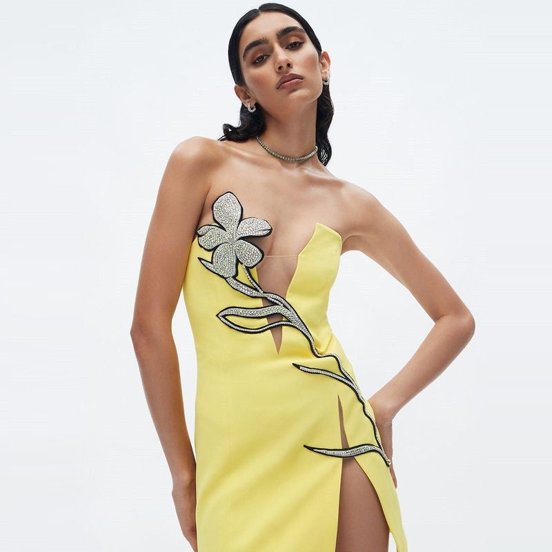 Women Dress Mesh Diamond-Embedded Sexy Dress