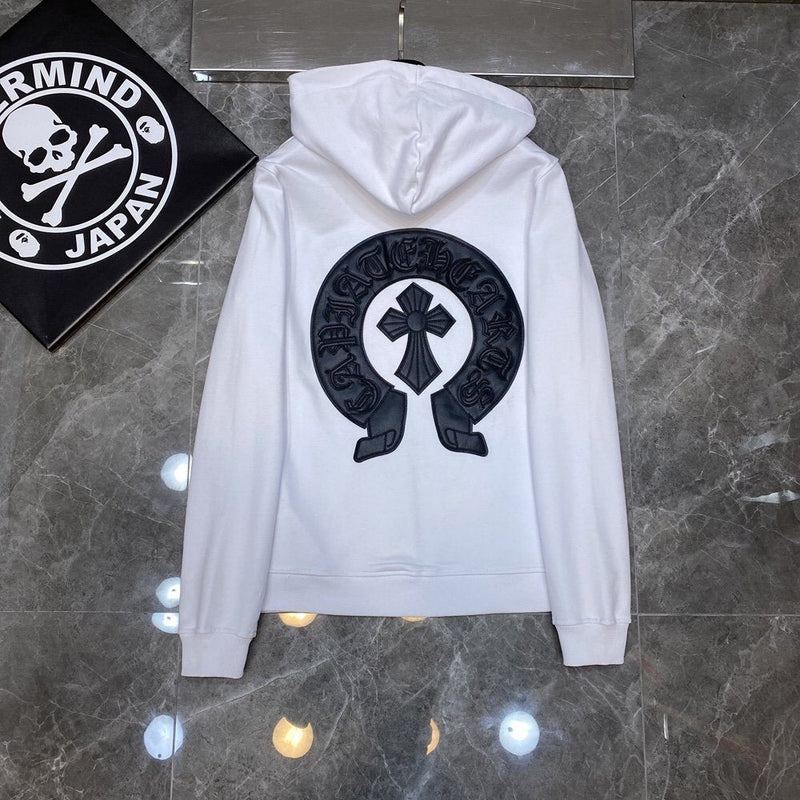 CHH Chrome Heart Hoodie Crowe cotton terry zip-up cardigan hooded sweater