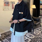 Men Shirts Summer False-Two-Piece Shirt Fashion