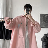Men Shirts Loose Oversized Long Sleeves Coat