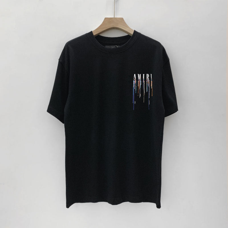 Amiri T Shirt Splash Ink Casual Hip Hop round Neck Short Sleeve T-shirt
