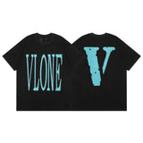 Vlone T Shirt Spring Summer Pattern Crew Neck Pullover Short Sleeve