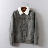 Women Cotton Coat Fleece Padded Lamb Wool Denim Jacket