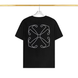 Off White T Shirts OW Mechanical Letter Pattern Crew Neck Pullover Short Sleeves