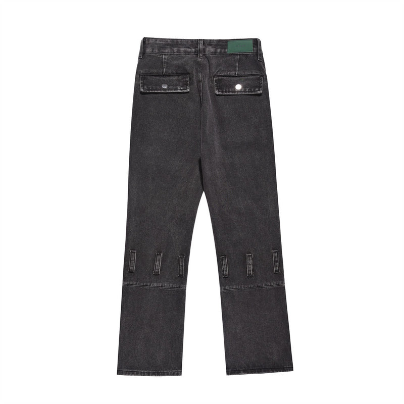 Men Jeans Multi-Pocket Workwear Personality Distressed