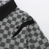 Men Long Sleeved T Shirt Contrast Color Long Sleeves Shirt Spring and Autumn High Street Loose Turn Button Shirt