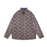 Men Long Sleeved T Shirt Spring and Autumn Floral Shirt Ins Loose Casual Long Sleeves Shirt